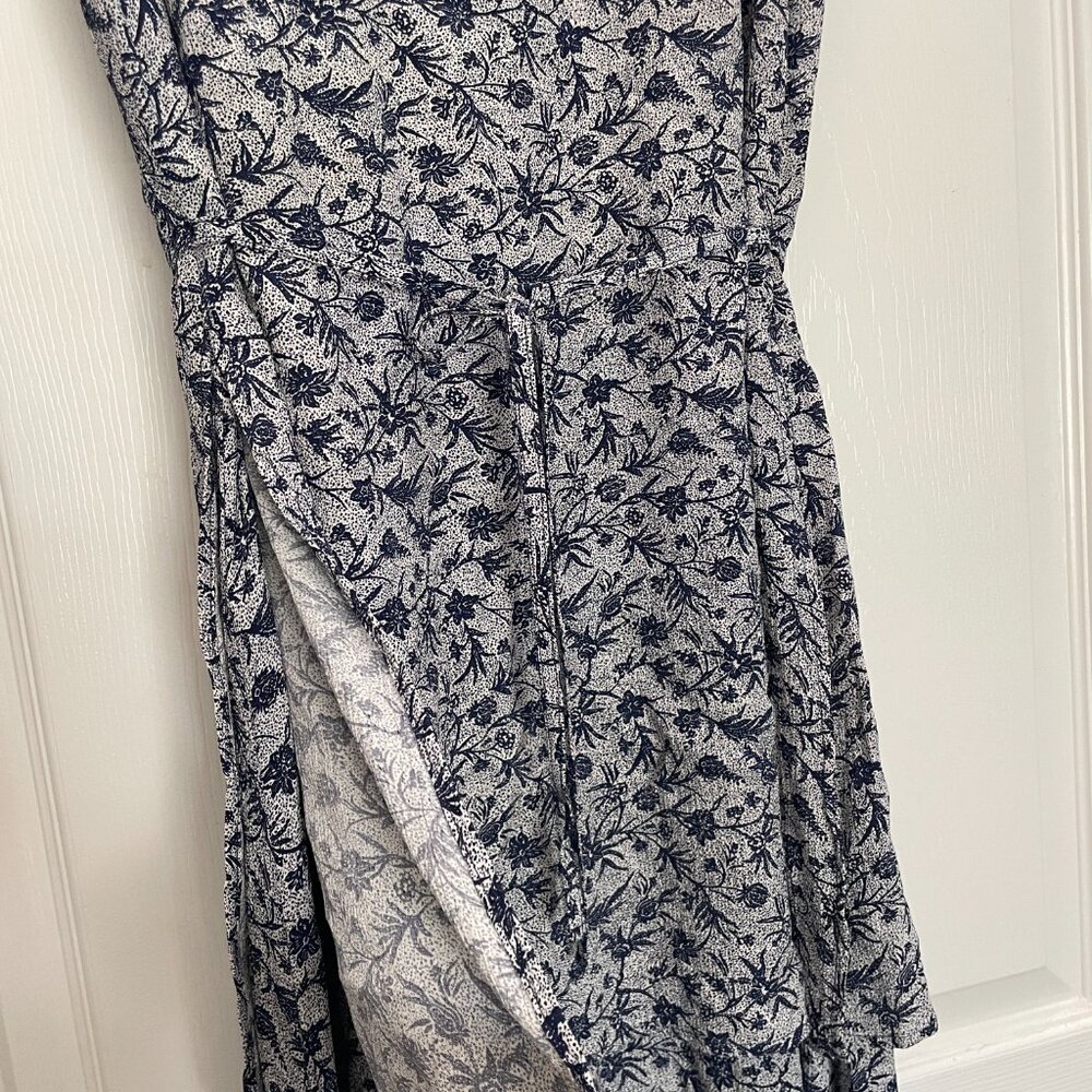 Vintage J.Jill LTD Maxi Dress Small Blue White Floral Sleeveless Rayon USA Made - Picture 4 of 14